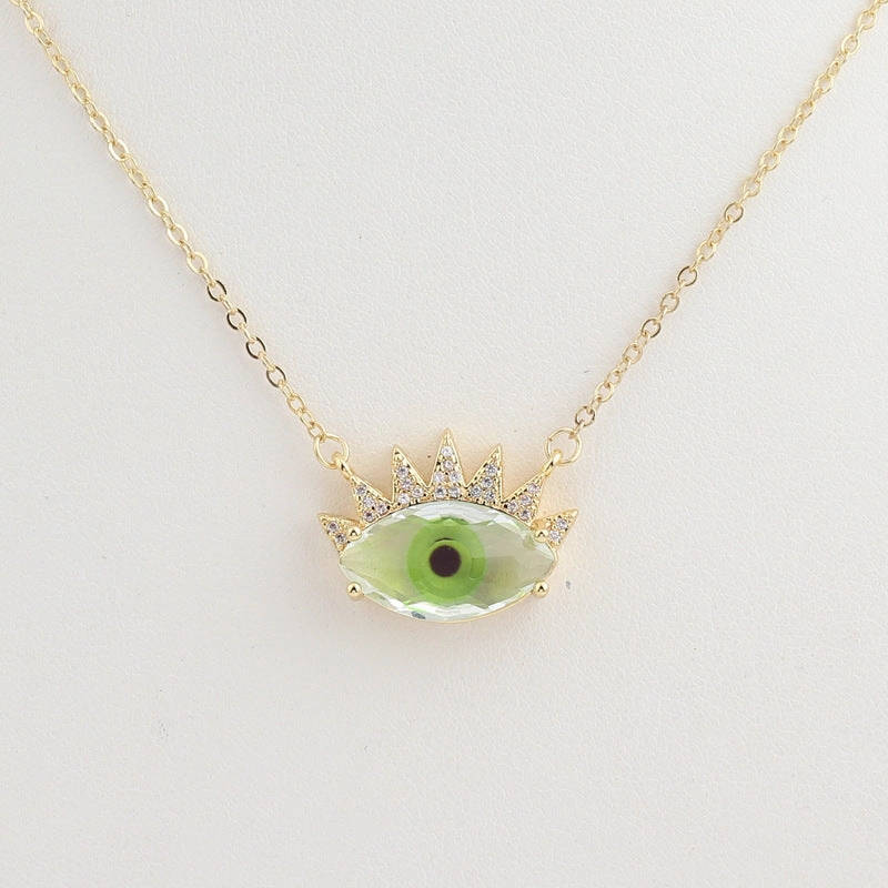 Wholesale Devil Eye Clear Zircon Necklace with Zircon Eyelashes Necklaces