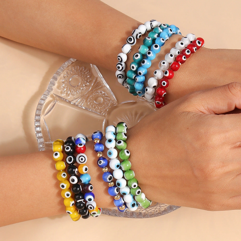 Wholesale Devil Eye Color Beads Resin Bracelet