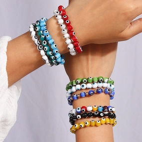 Wholesale Devil Eye Color Beads Resin Bracelet