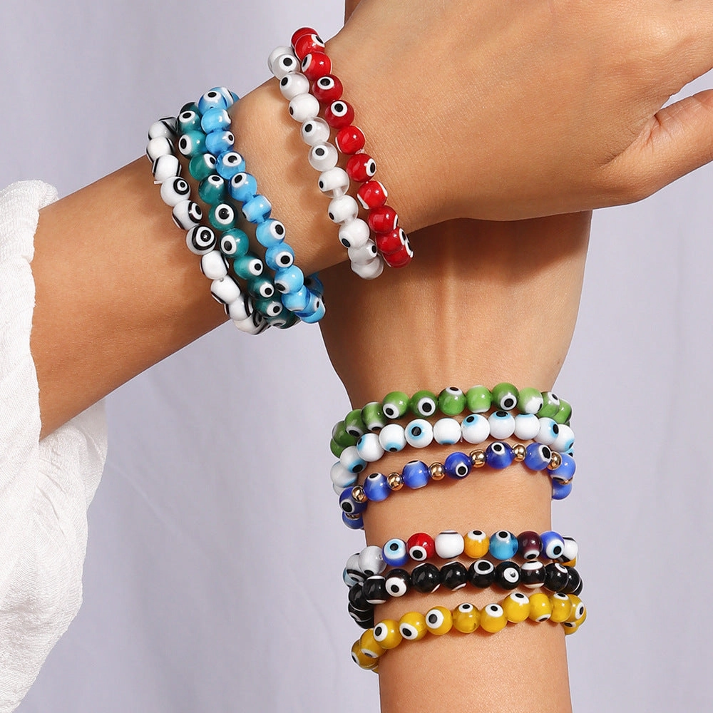 Wholesale Devil Eye Color Beads Resin Bracelet