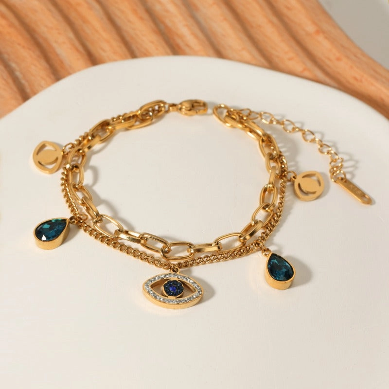 Wholesale Devil Eye Double Layer Titanium Steel Bracelet