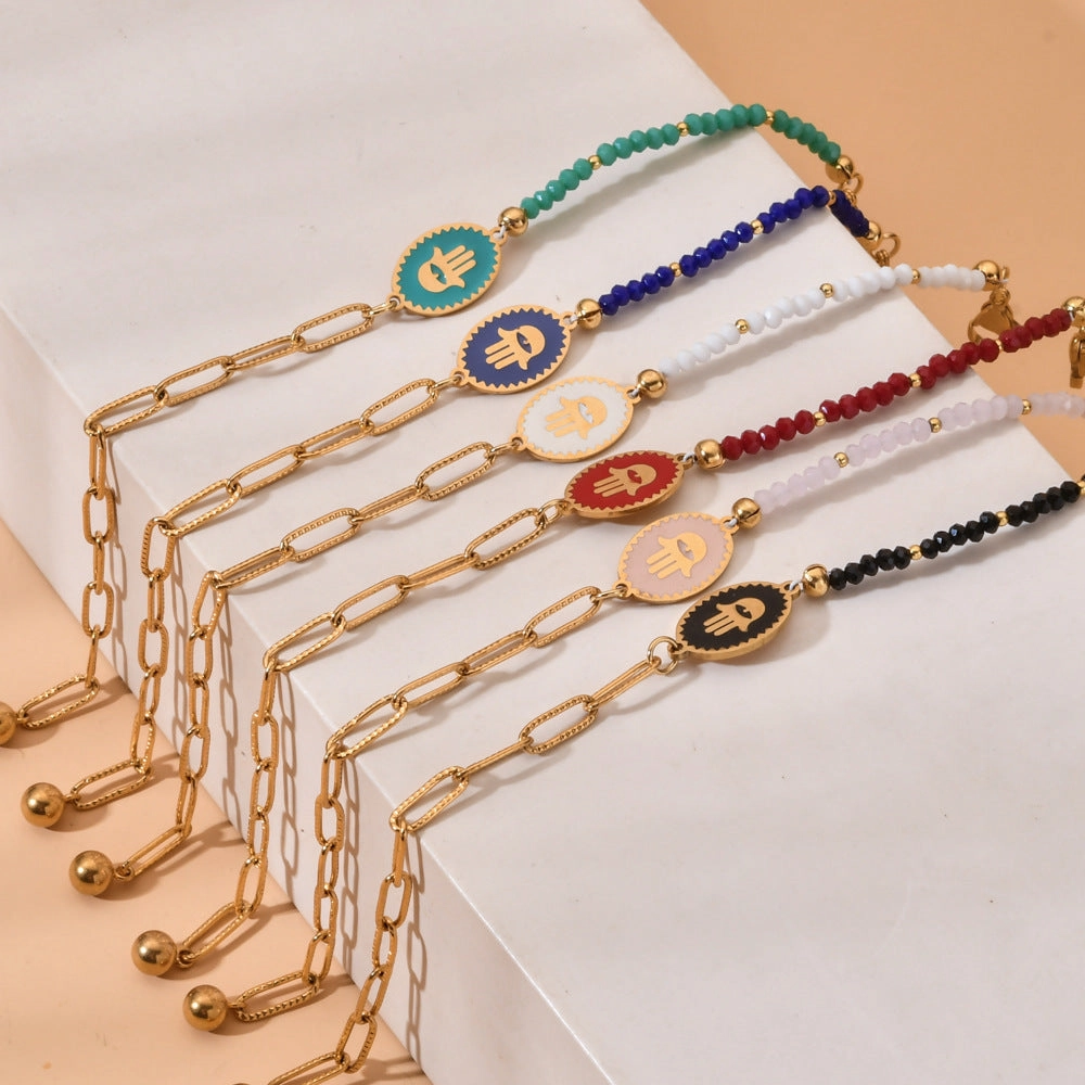 Wholesale Devil Eye Paper Clip Stainless Steel Bracelet