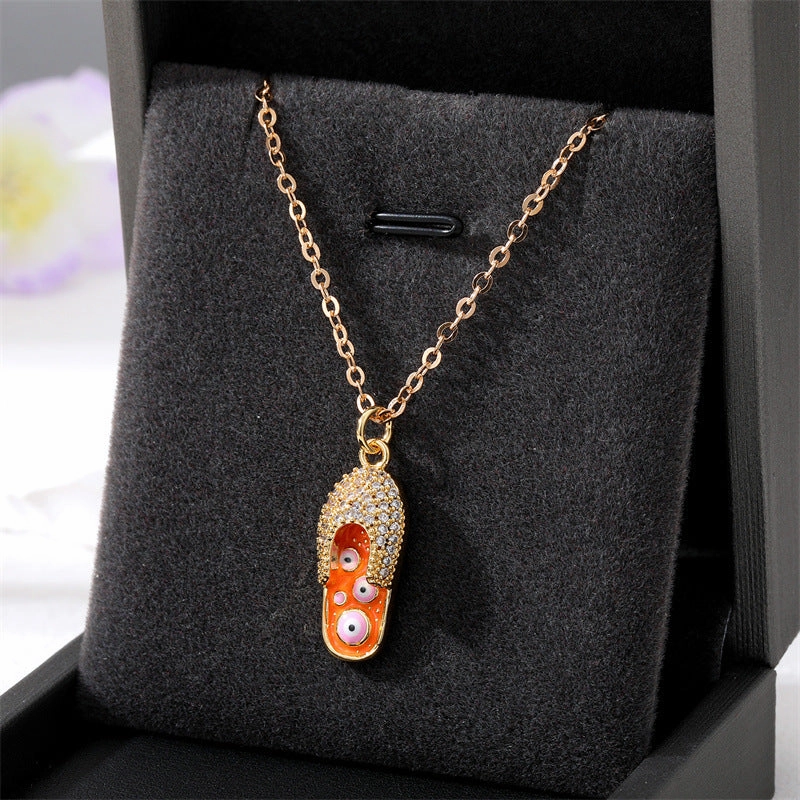 Wholesale Devil Eye Slipper Micro Paved Zircon Alloy Necklaces