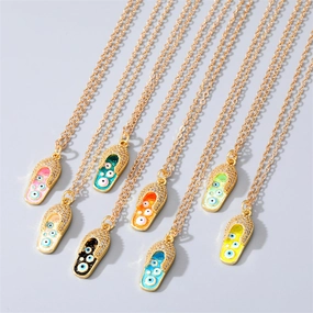 Wholesale Devil Eye Slipper Micro Paved Zircon Alloy Necklaces