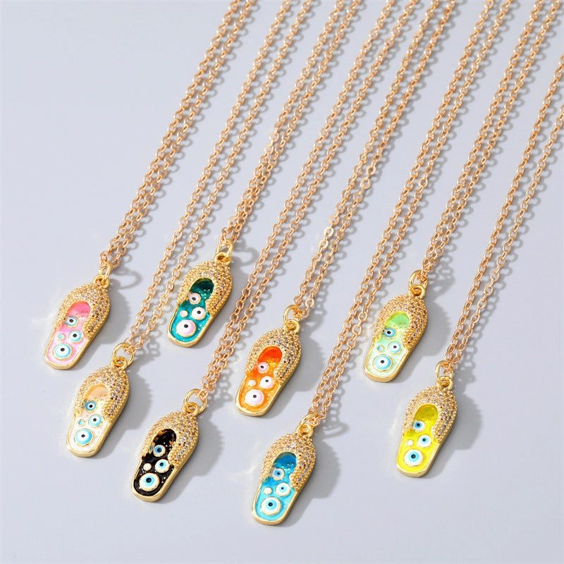 Wholesale Devil Eye Slipper Micro Paved Zircon Alloy Necklaces