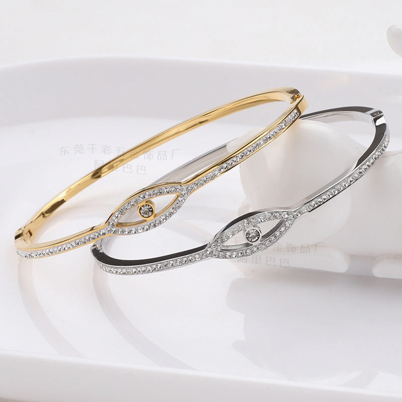 Wholesale Devil Eye Titanium Steel Diamond Bracelet