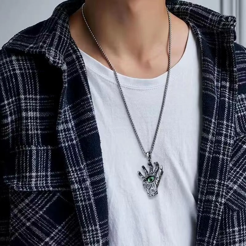 Wholesale Devil Hand Pendants Alloy Sweaters Necklaces