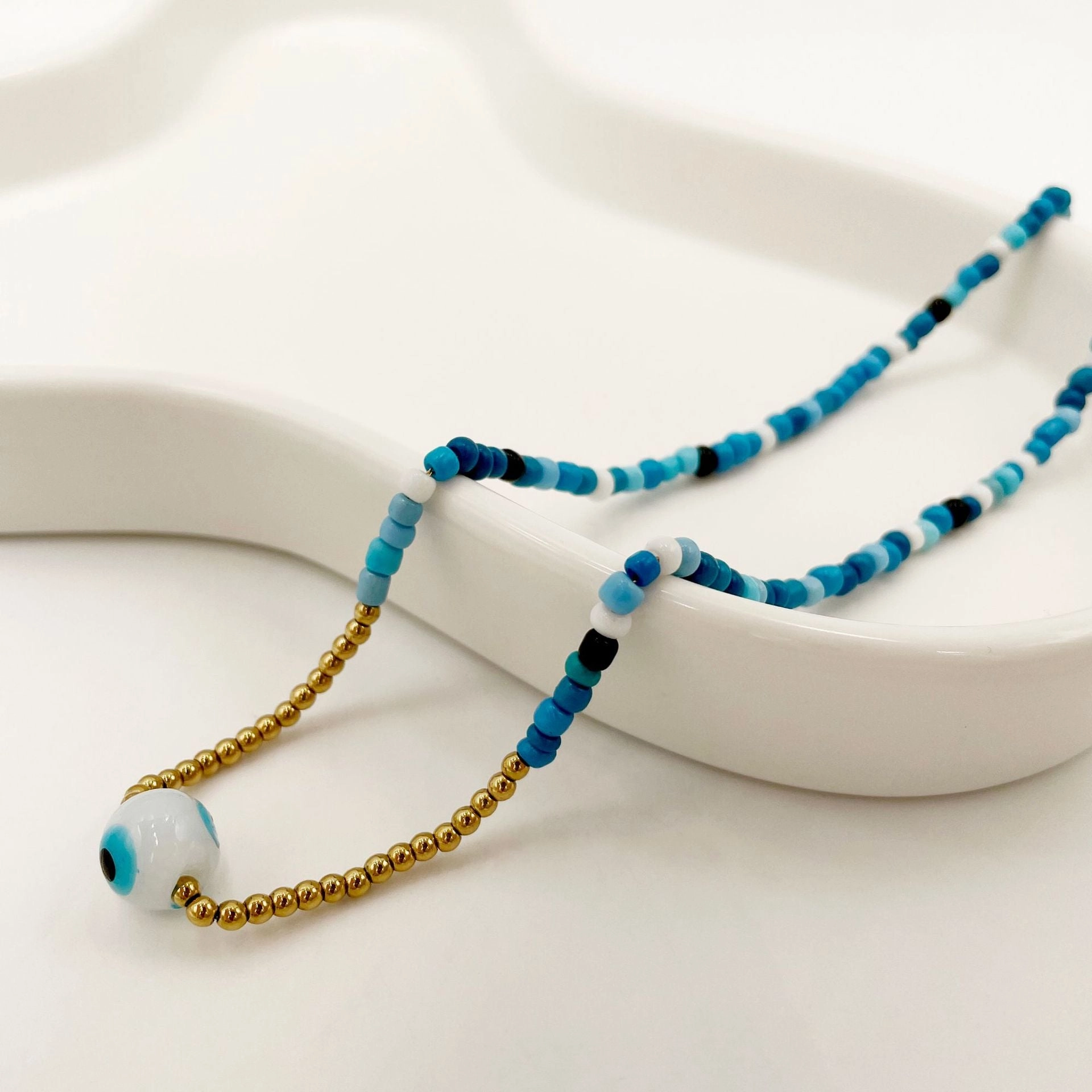 Wholesale Devil's Eye Blue Beads Clavicle Necklaces
