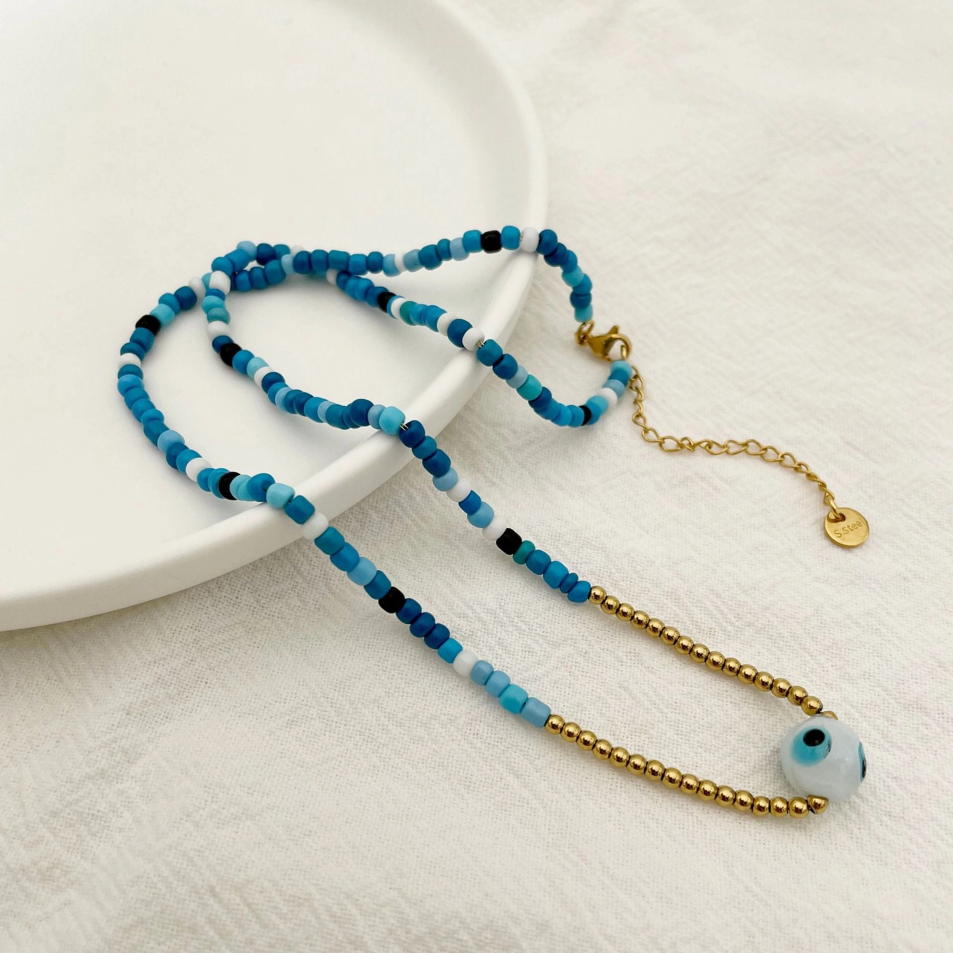 Wholesale Devil's Eye Blue Beads Clavicle Necklaces