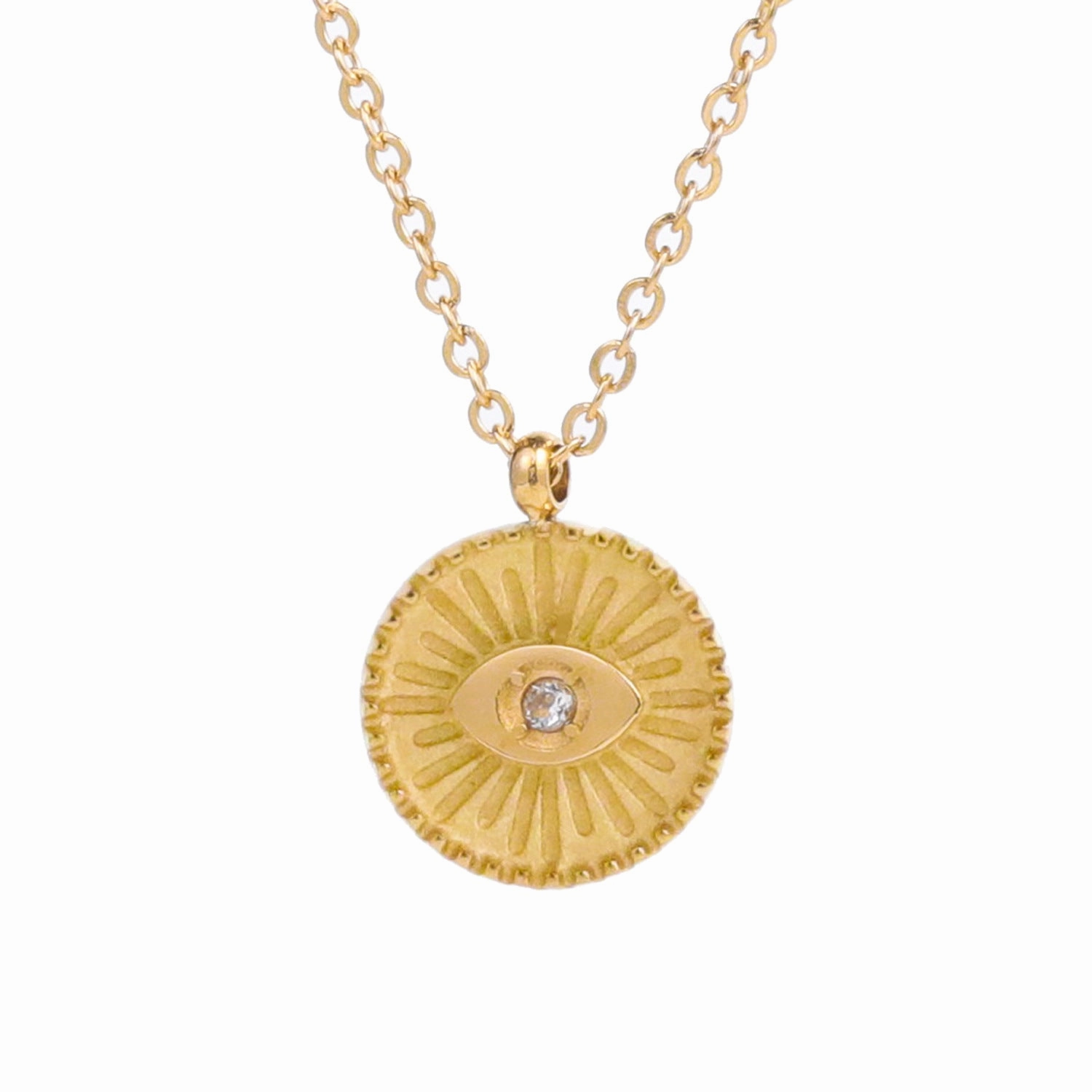 Wholesale Devil's Eye Diamond Plated 18K Gold Titanium Steel Necklace Clavicle Chain