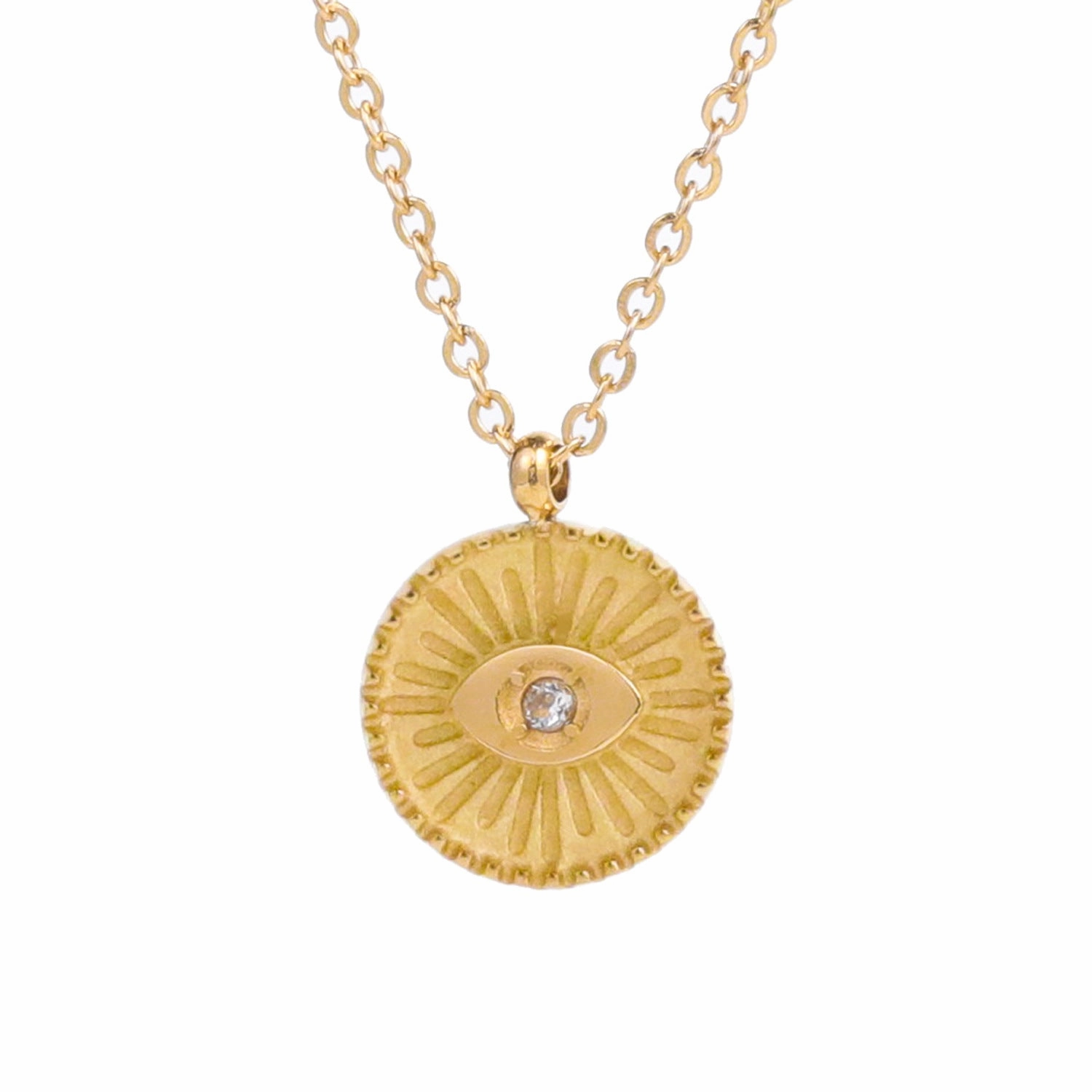Wholesale Devil's Eye Diamond Plated 18K Gold Titanium Steel Necklace Clavicle Chain