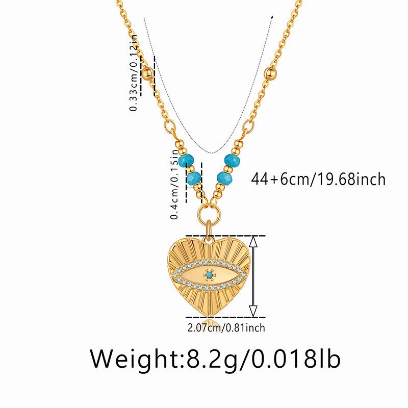 Wholesale Devil's Eye Vintage Copper Plated 18K Real Gold Love Necklace