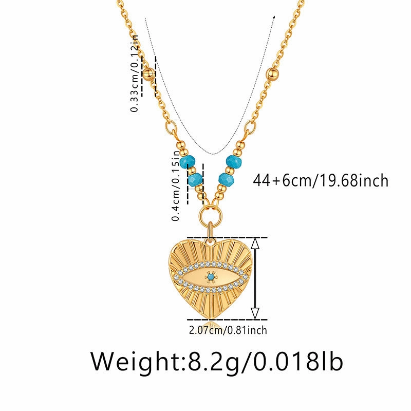 Wholesale Devil's Eye Vintage Copper Plated 18K Real Gold Love Necklace
