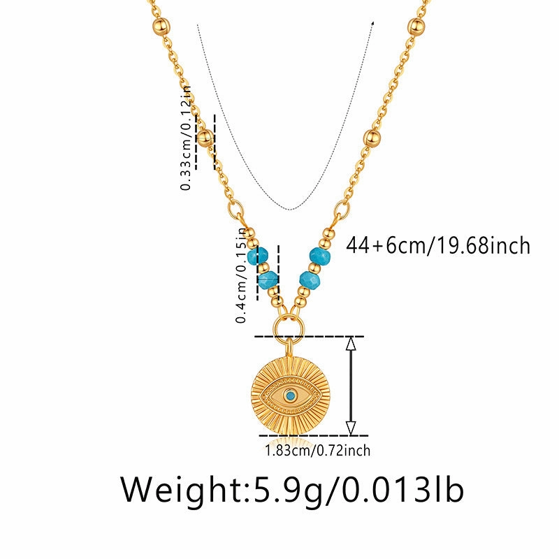 Wholesale Devil's Eye Vintage Copper Plated 18K Real Gold Love Necklace