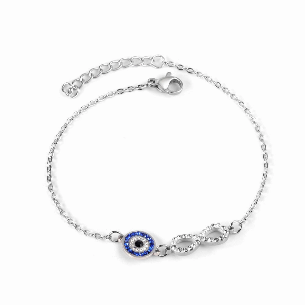 Wholesale Devil's Eye Vintage Stainless Steel Diamond Bracelet