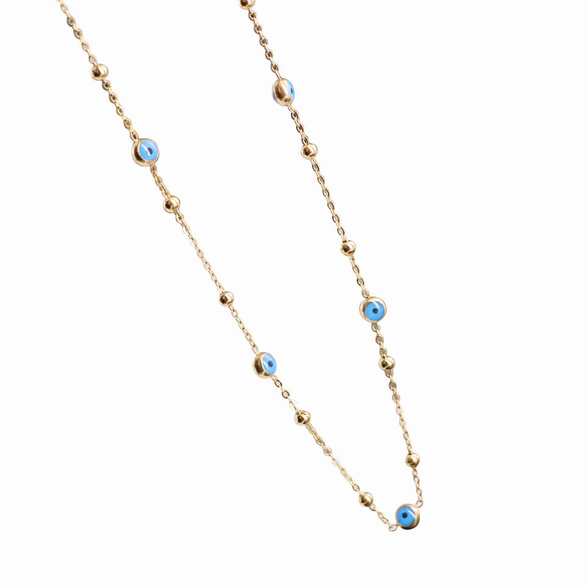 Wholesale Devil's Eyes Dark Blue Eyes Small Steel Balls Stitching Titanium Steel Necklaces
