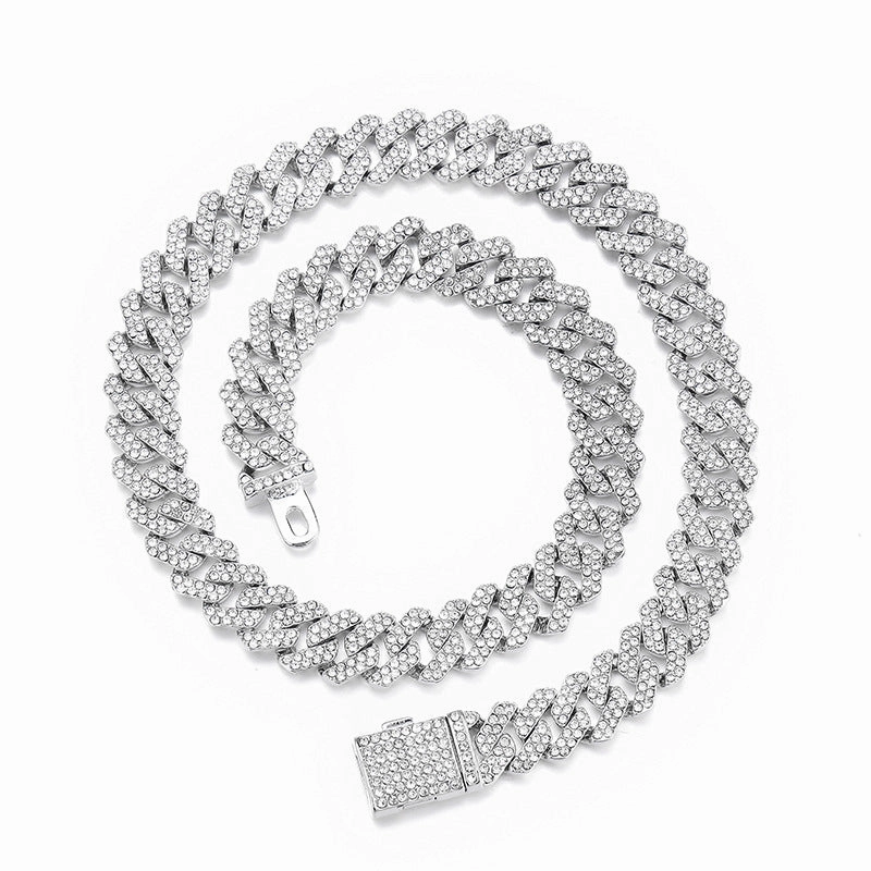 Wholesale Diamond Alloy Cuban Chain Necklace