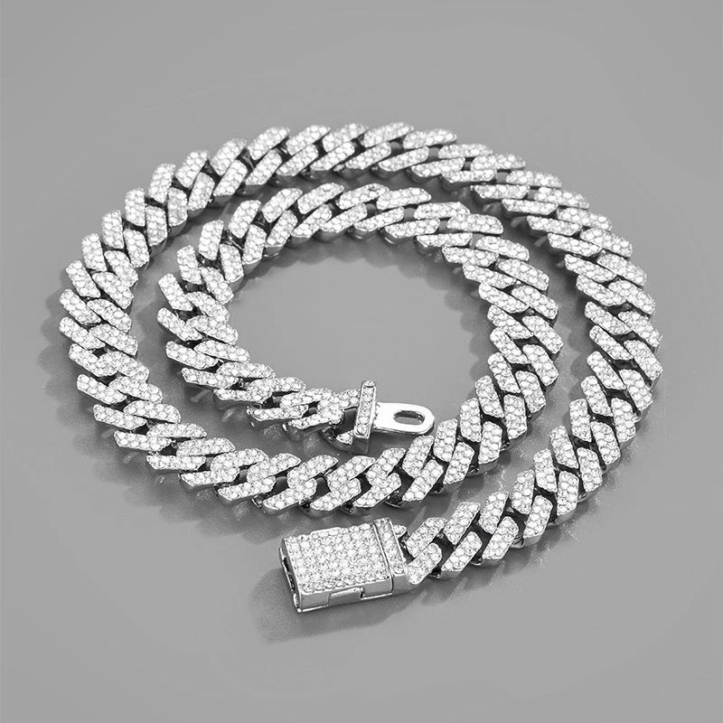 Wholesale Diamond Alloy Cuban Chain Necklace