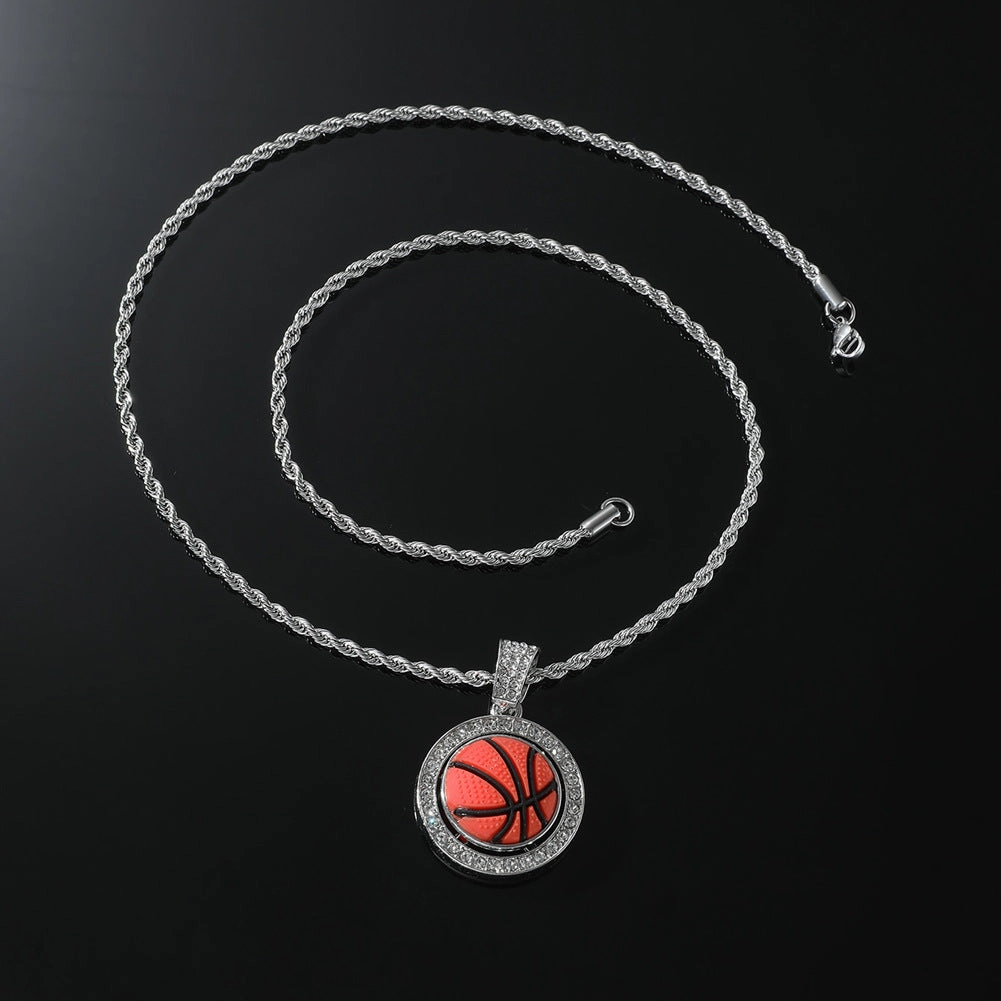Wholesale Diamond Basketball Pendant Alloy Necklaces