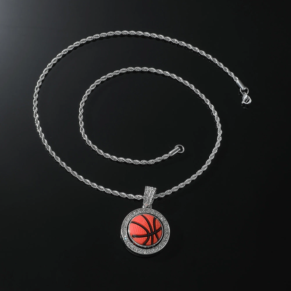 Wholesale Diamond Basketball Pendant Alloy Necklaces