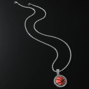 Wholesale Diamond Basketball Pendant Alloy Necklaces