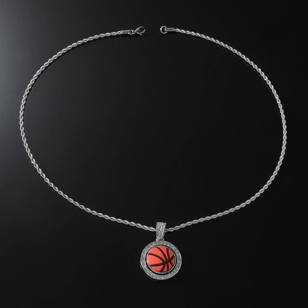 Wholesale Diamond Basketball Pendant Alloy Necklaces