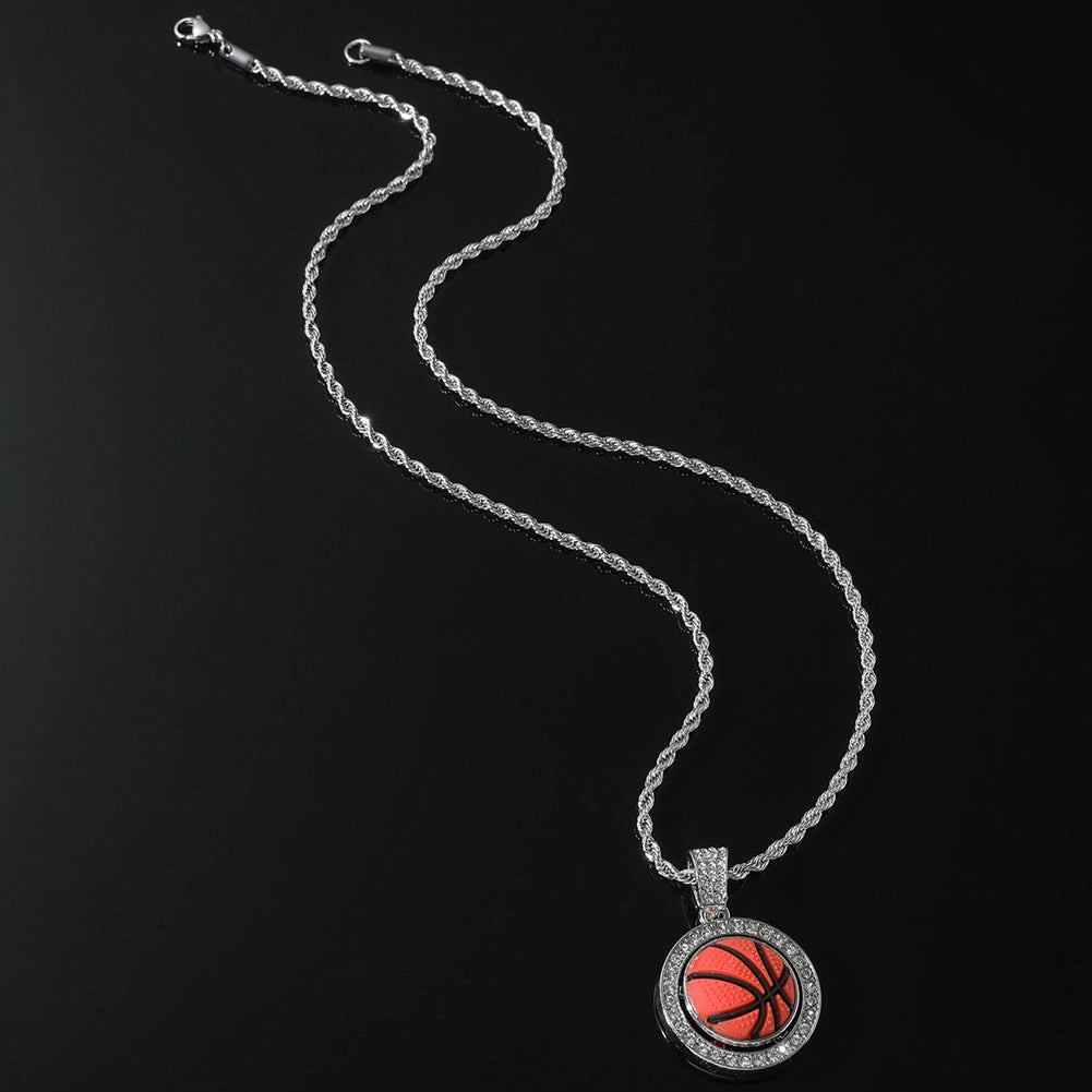 Wholesale Diamond Basketball Pendant Alloy Necklaces