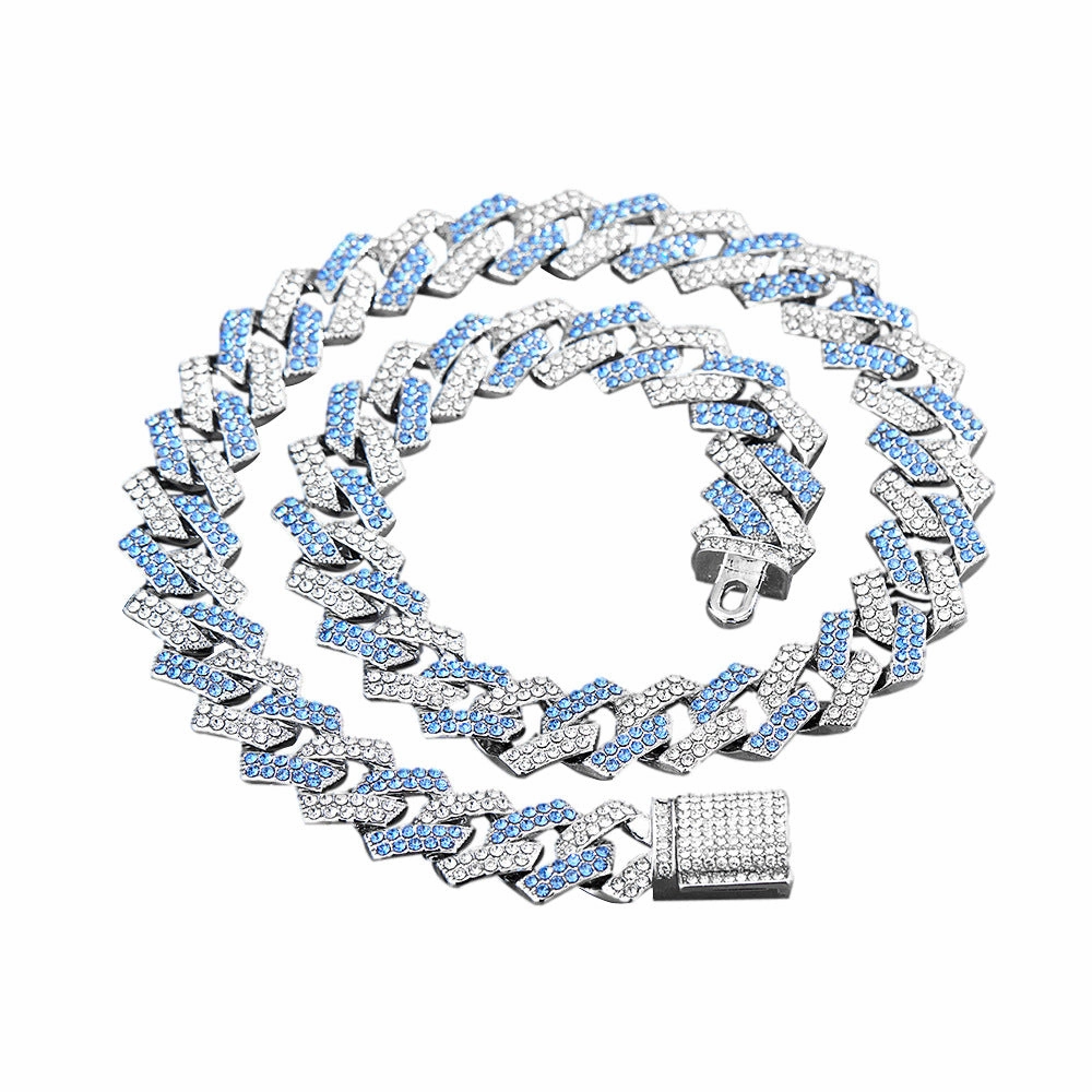 Wholesale Diamond Box Buckles Alloy Cuban Chain Necklace