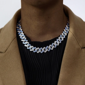 Wholesale Diamond Box Buckles Alloy Cuban Chain Necklace