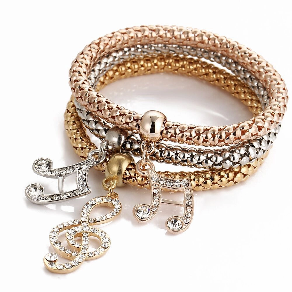 Wholesale Diamond Butterfly Bracelet Alloy Three Color Set