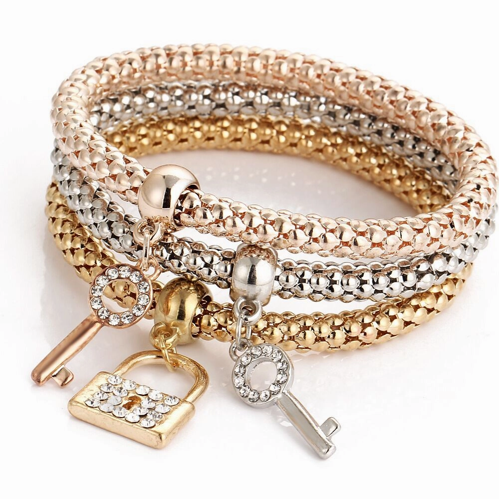 Wholesale Diamond Butterfly Bracelet Alloy Three Color Set