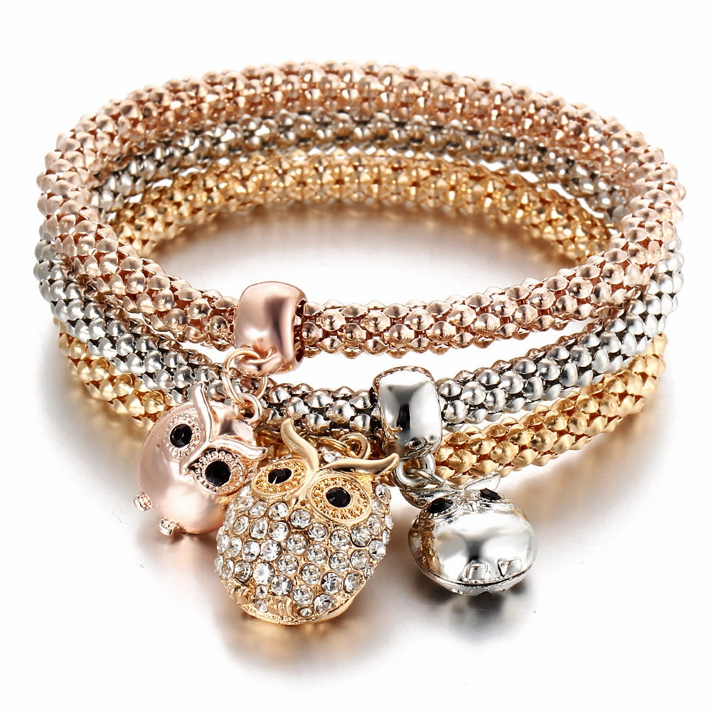 Wholesale Diamond Butterfly Bracelet Alloy Three Color Set