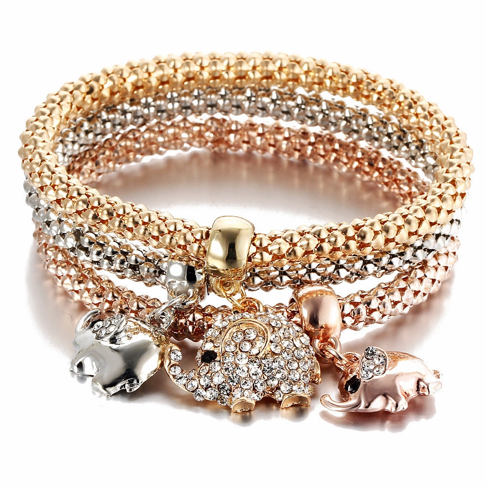 Wholesale Diamond Butterfly Bracelet Alloy Three Color Set