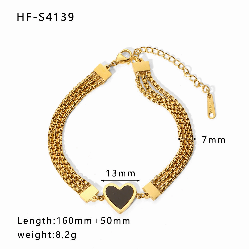Wholesale Diamond Chain Heart Shaped Pearl Pendant Bracelet