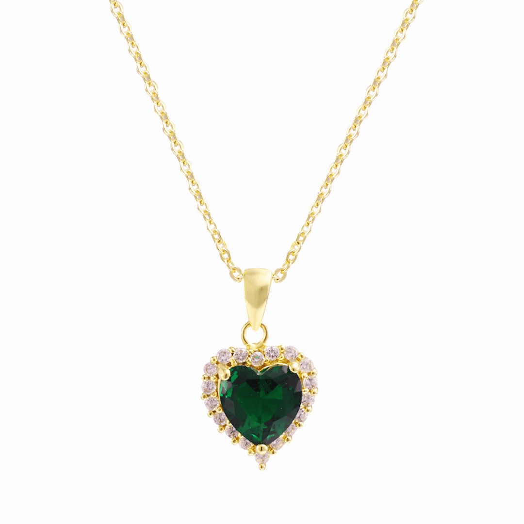 Wholesale Diamond Heart Pendant Copper Plated Real Gold Zircon Necklaces