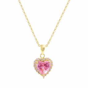 Wholesale Diamond Heart Pendant Copper Plated Real Gold Zircon Necklaces