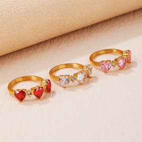 Wholesale Diamond Heart Titanium Steel Rings
