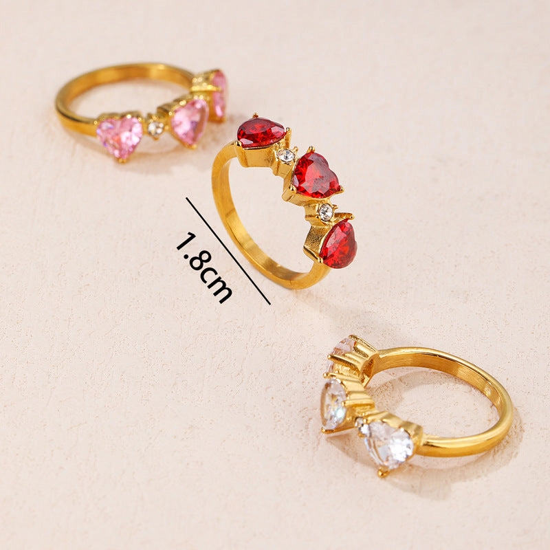 Wholesale Diamond Heart Titanium Steel Rings