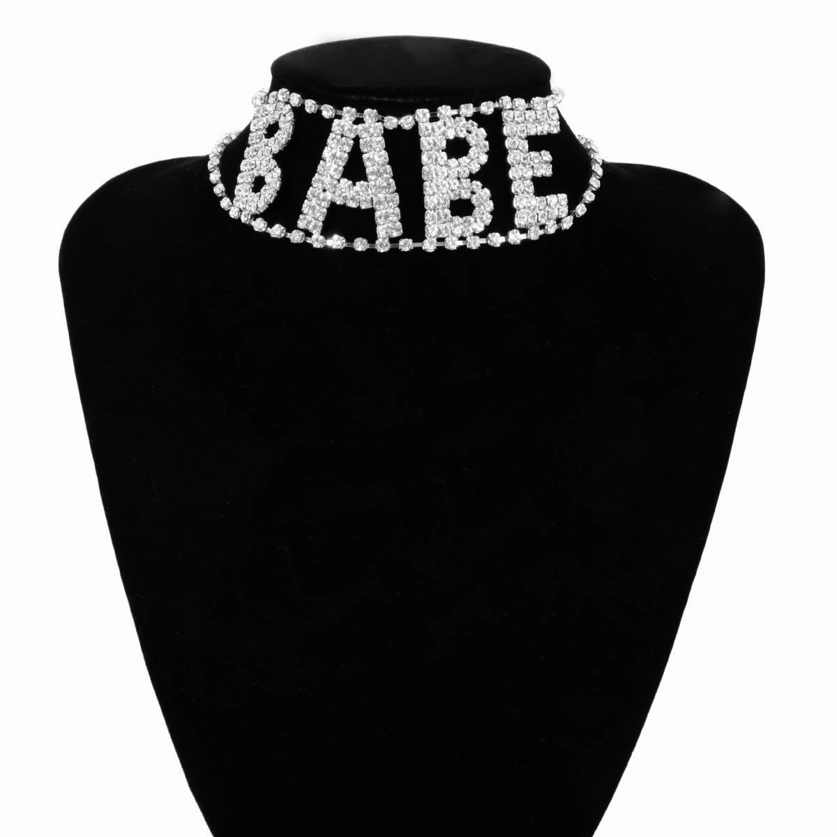 Wholesale Diamond Inlaid Alphabet BABE Alloy Necklaces