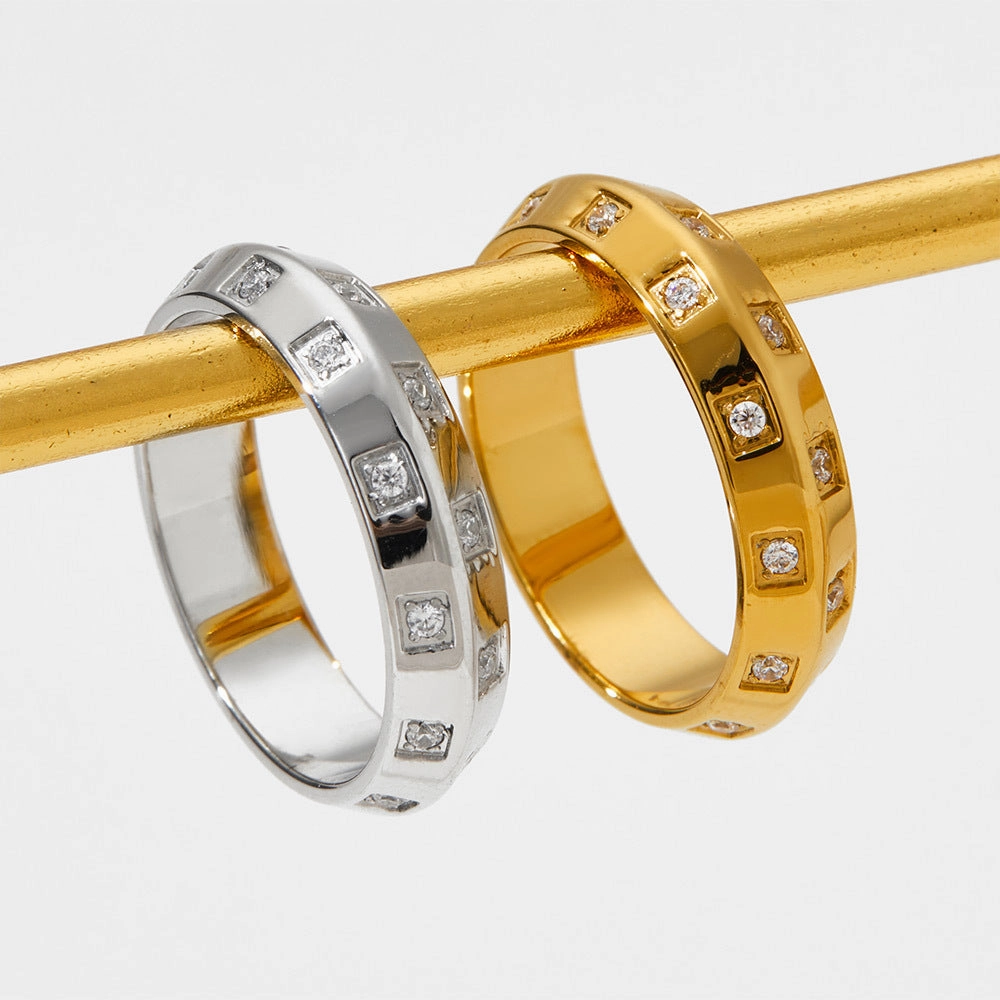 Wholesale Diamond Inlaid Stainless Steel Rings