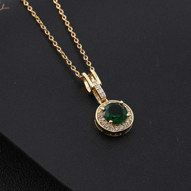 Wholesale Diamond Pendants Geometric Colored Zircon Necklaces