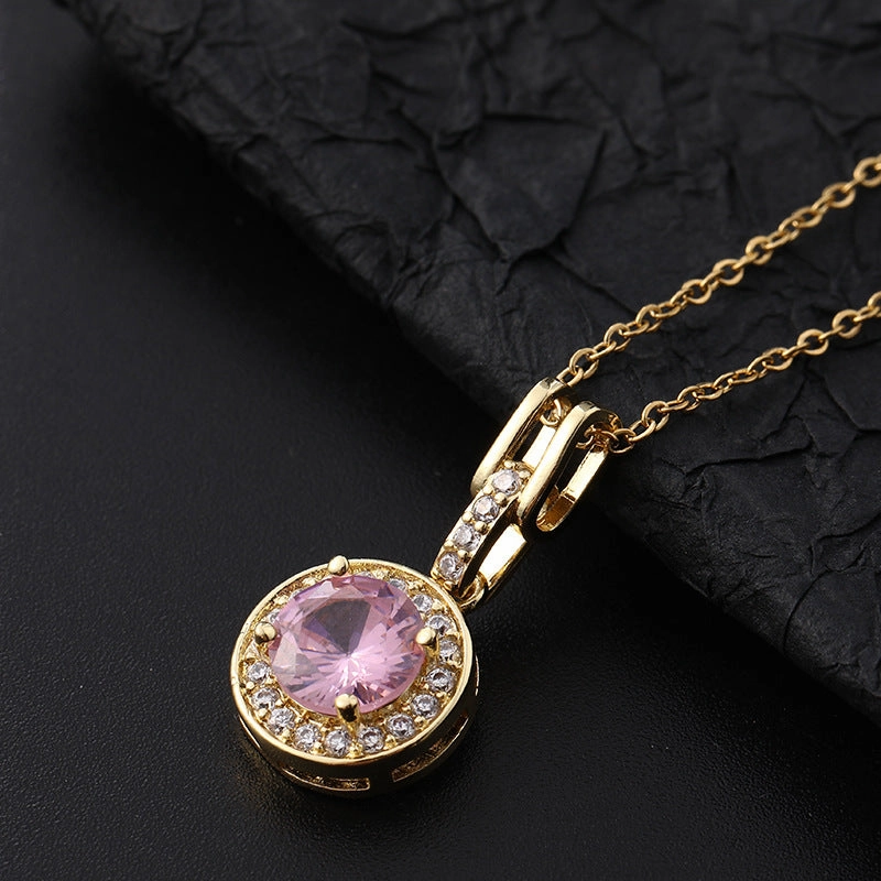 Wholesale Diamond Pendants Geometric Colored Zircon Necklaces