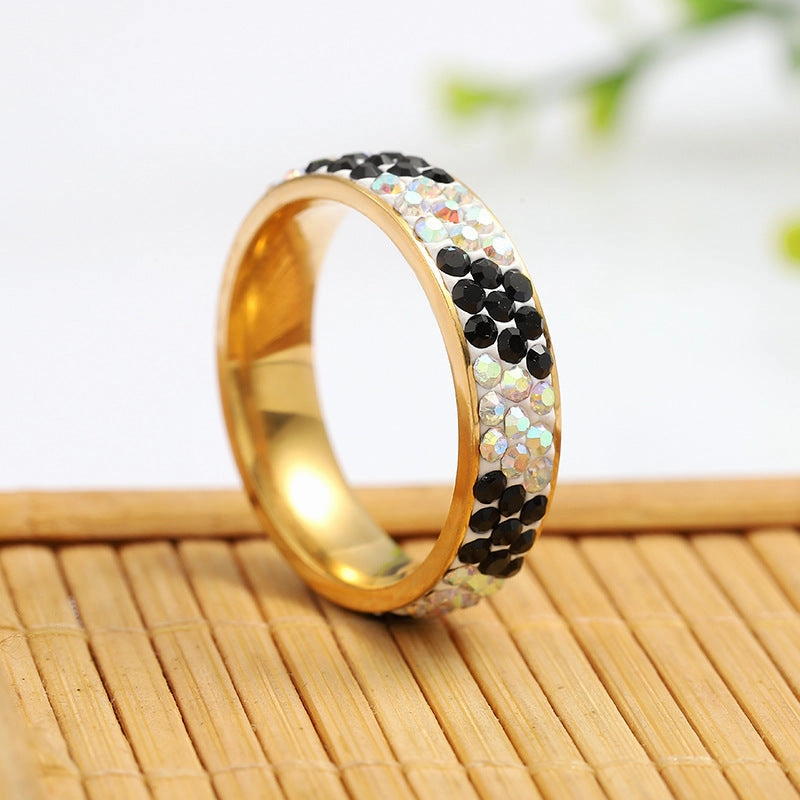 Wholesale Diamond Stitching Colored Diamond Rings Stainless Steel