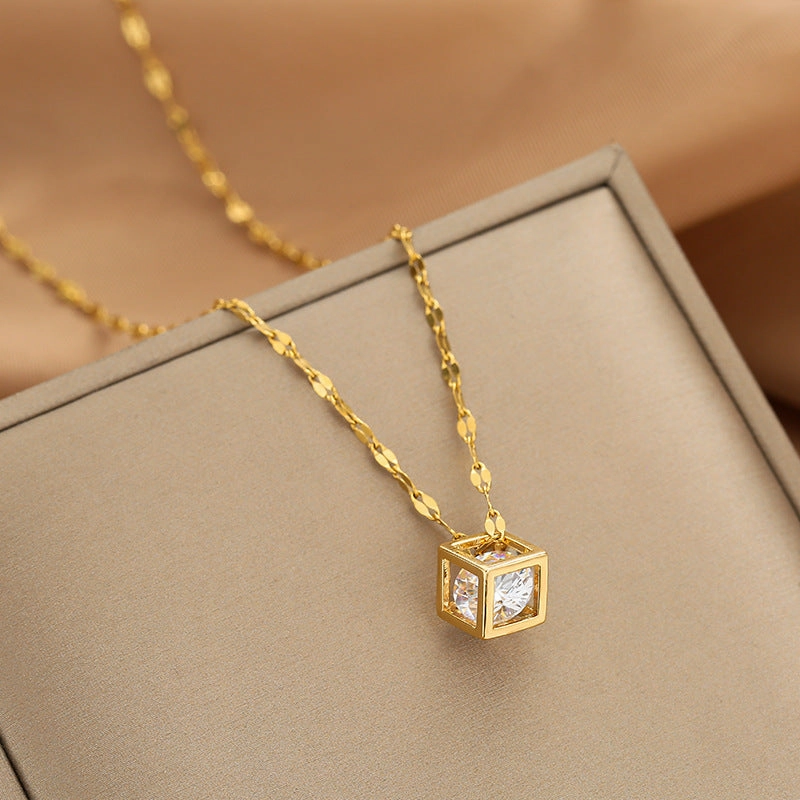 Wholesale Diamond Stud Titanium Steel Necklaces