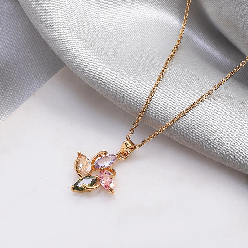 Wholesale Diamond Stud Titanium Steel Necklaces