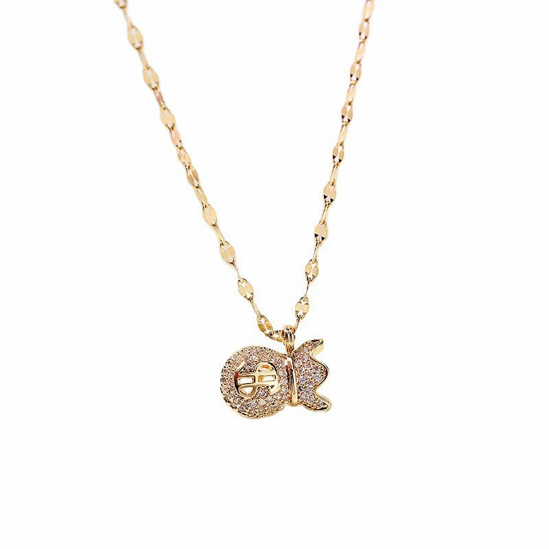 Wholesale Diamond Stud Titanium Steel Necklaces
