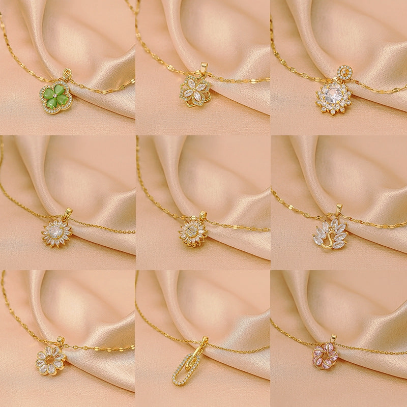 Wholesale Diamond Stud Titanium Steel Necklaces