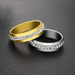 Wholesale Diamond Studded Titanium Steel Rings