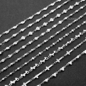 Wholesale DIY Clavicle Heart-shaped Stainless Steel Necklace