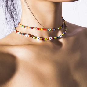 Wholesale Double Beaded Beads Love Necklace
